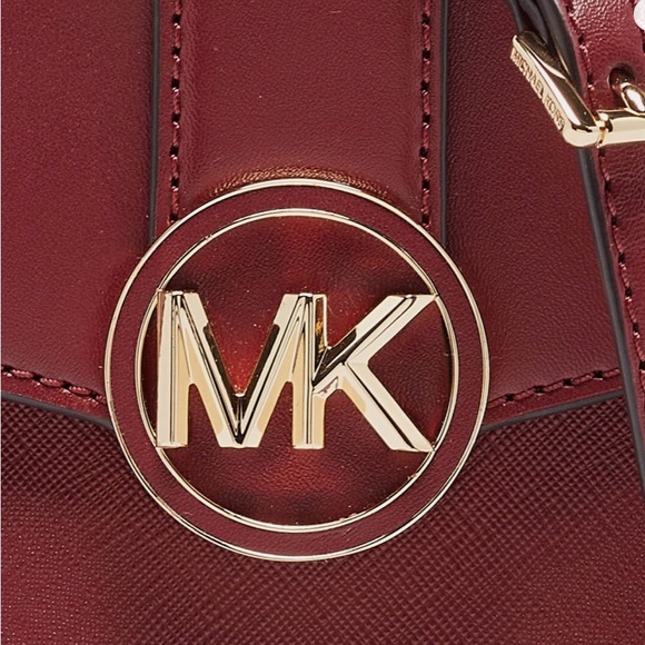 Michael Kors Carmen Burgundy and Gold Crossbody Bag - Picture 5 of 16